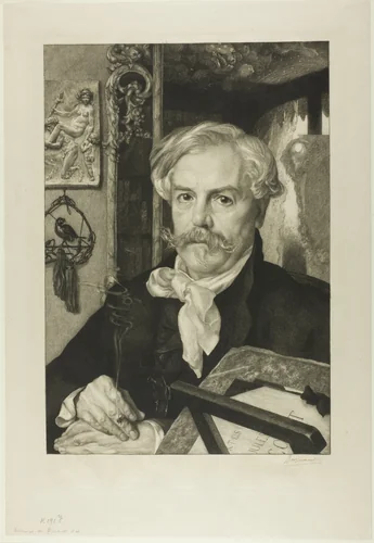 Portrait of Edmond de Goncourt by Felix Bracquemond, print, 1882