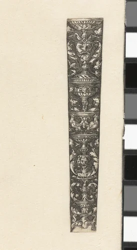 Ornament met mascarons by anonymous, print, 1525-1580