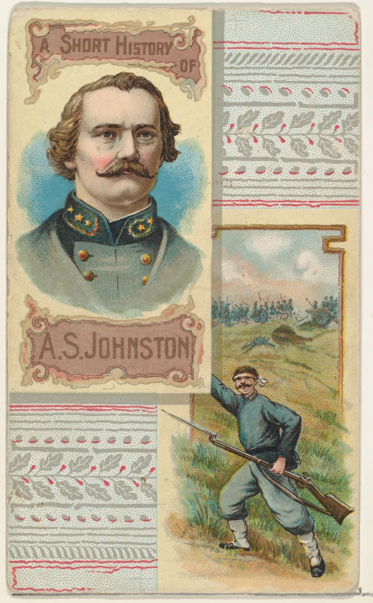 A Short History: General Albert Sidney Johnston, from the Histories of Generals series (N114) issued by W. Duke, Sons & Co. to promote Honest Long Cut Smoking and Chewing Tobacco by W. Duke, Sons & Co., print, 1888