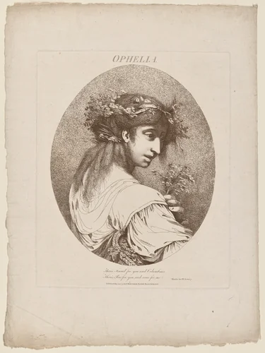 Ophelia by John Hamilton Mortimer, print, 1775