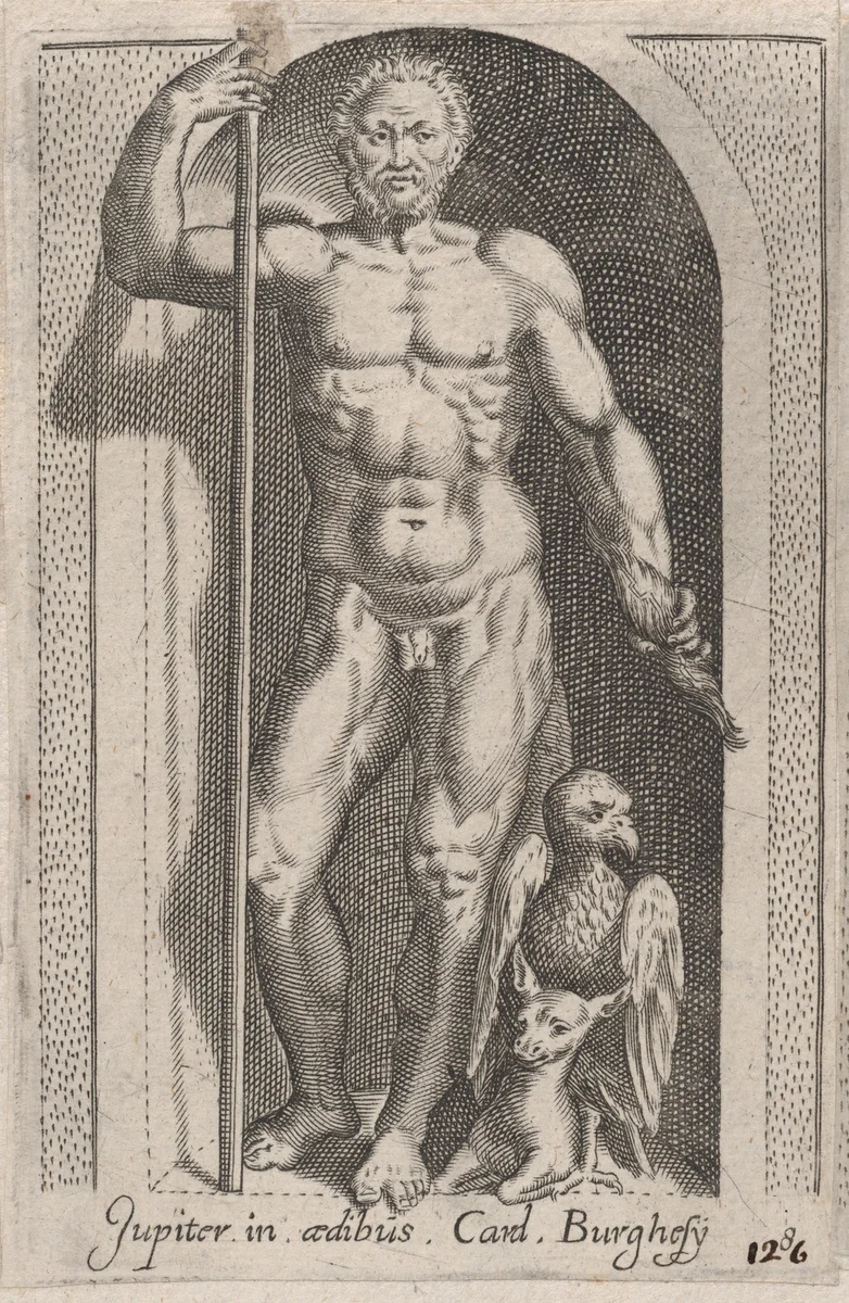 Jupiter (Jupiter in aedibus Card. Burghesij), from "Speculum Romanae Magnificentiae" by anonymous, print, 1530-1580