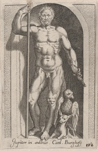 Jupiter (Jupiter in aedibus Card. Burghesij), from "Speculum Romanae Magnificentiae" by anonymous, print, 1530-1580