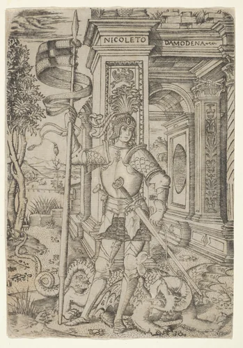 St. George by Nicoletto da Modena, print, 1495-1525