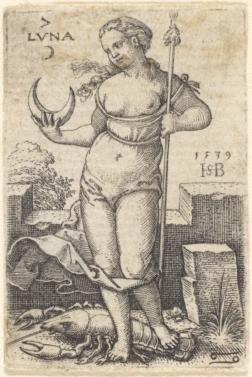 Moon by Sebald Beham, print, 1539