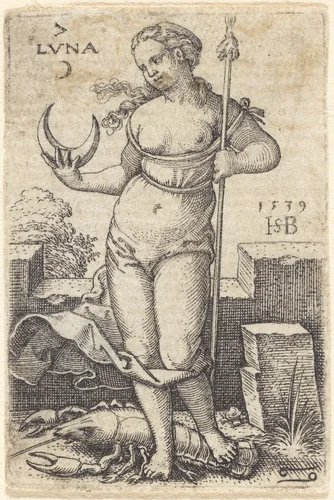 Moon by Sebald Beham, print, 1539