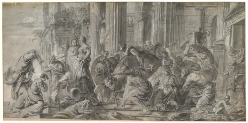 Samuel Anointing the Young David (?) by Jan Erasmus Quellinus, drawing, 1650-1715
