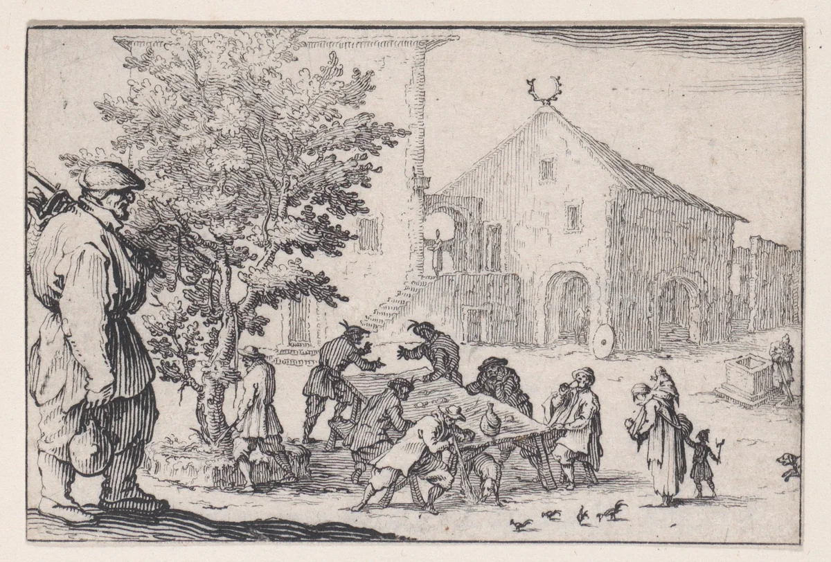 L'Auberge (The Inn), from "Les Caprices" Series A, The Florence Set by Jacques Callot, print, 1617