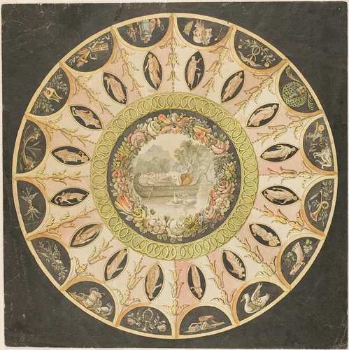Design for a Circular Ceiling Decoration by Pierre François Léonard Fontaine, painting, 1750-1899