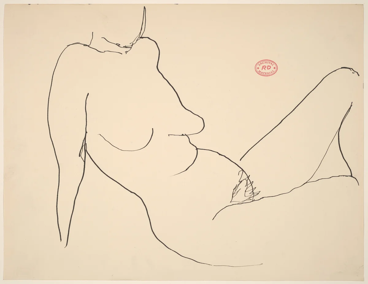 Untitled [female nude seated and leaning back on her arms] by Richard Diebenkorn, drawing, 1955-1967