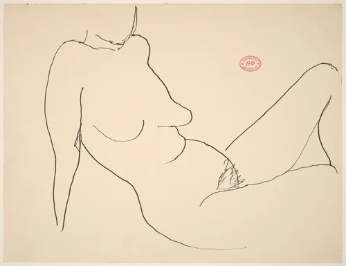 Untitled [female nude seated and leaning back on her arms] by Richard Diebenkorn, drawing, 1955-1967