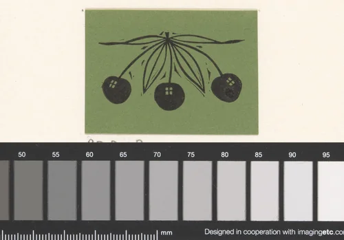 Vignet met drie kersen by Gerrit Willem Dijsselhof, print, 1892