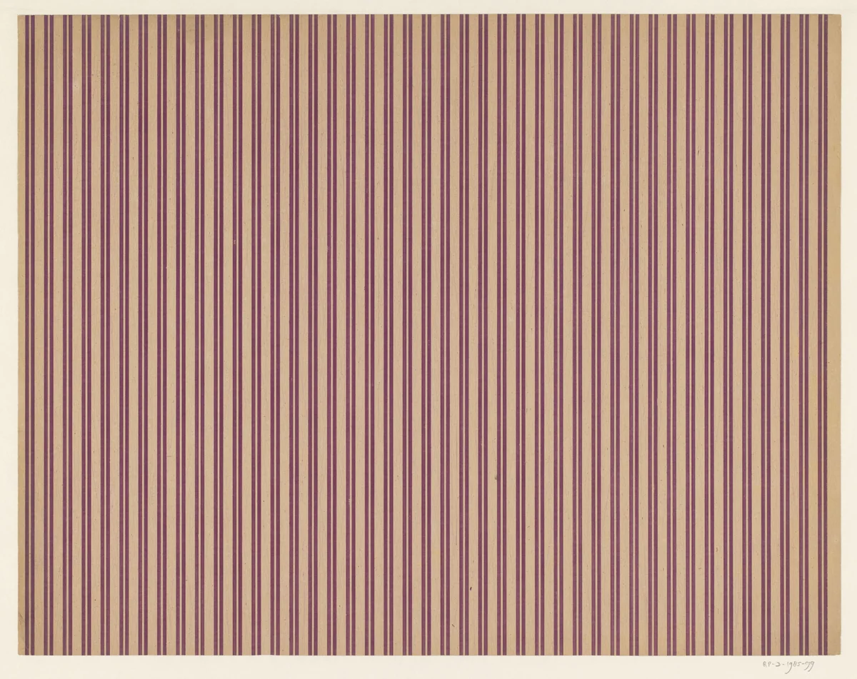 Blad met dubbelgestreept patroon by anonymous, print, 1880-1950