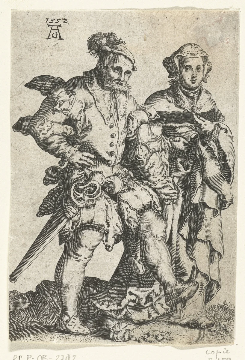 Dansend paar by anonymous, print, 1552-1610