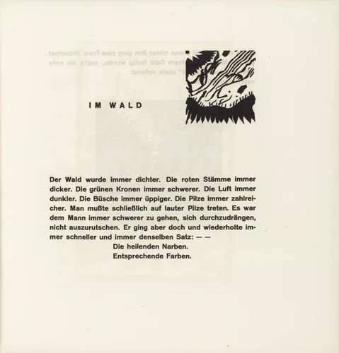 Vignette next to "In the Woods" (Vignette bei "Im Wald") (headpiece, folio 38) from Klänge (Sounds) by Wassily Kandinsky, illustrated book, 1913