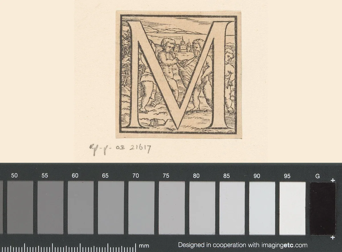 Letter M: kinderen ontleden een dier by anonymous, print, 1543