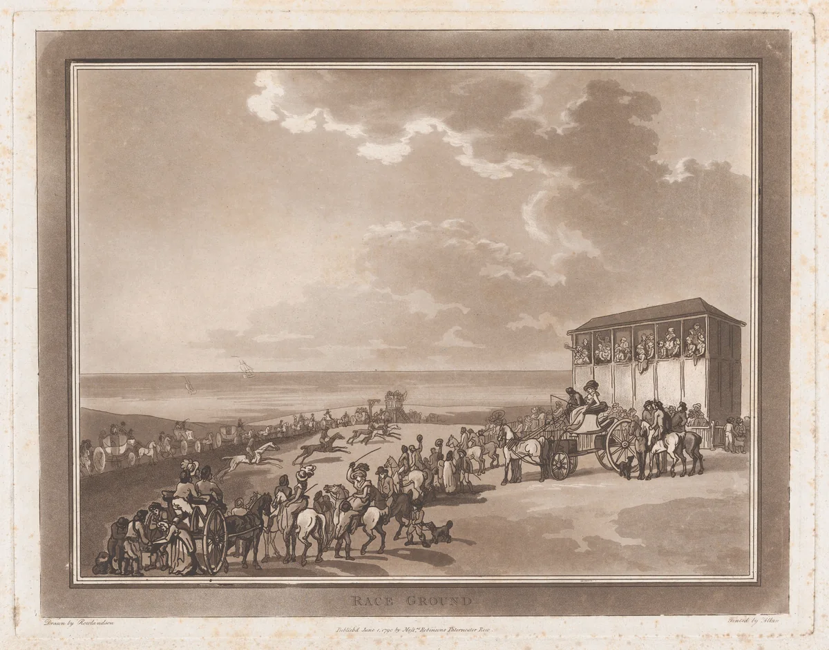 Race Ground (An Excursion to Brighthelmstone) by Thomas Rowlandson, print, 1790