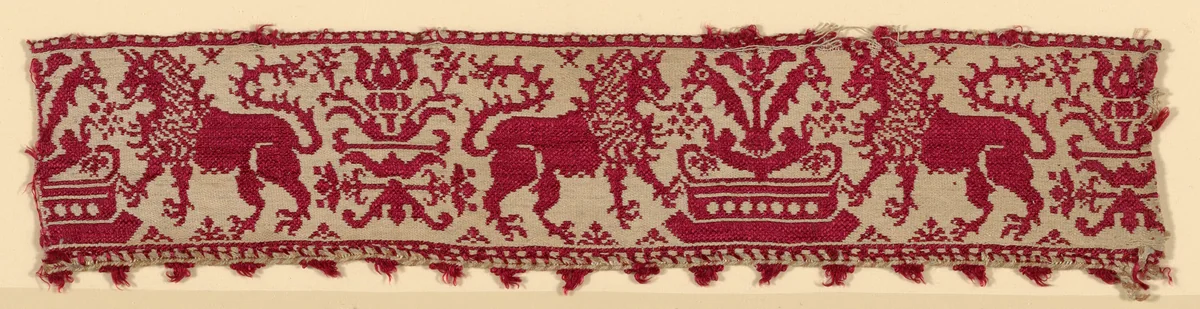 Fragment (Border) by Italy, textile, 1601-1625
