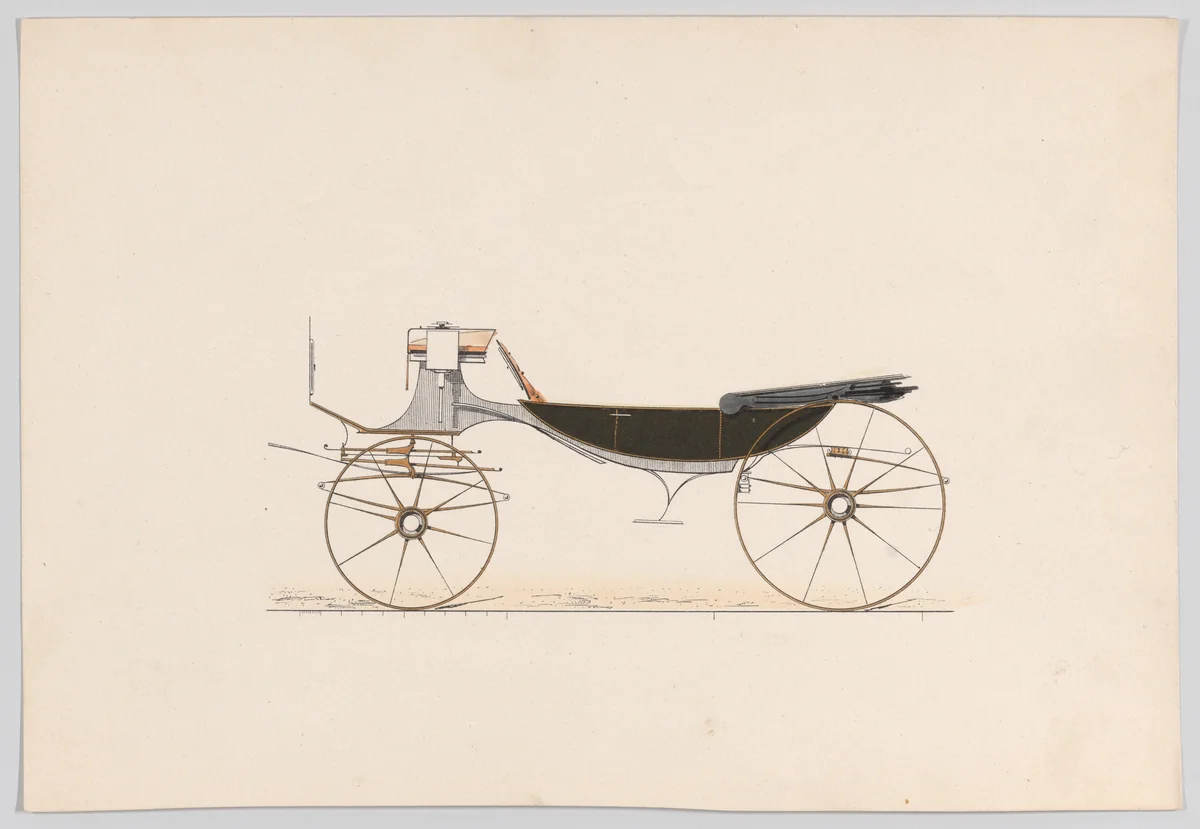 Design for Vis-A-Vis Carriage by anonymous, print, 1865-1875