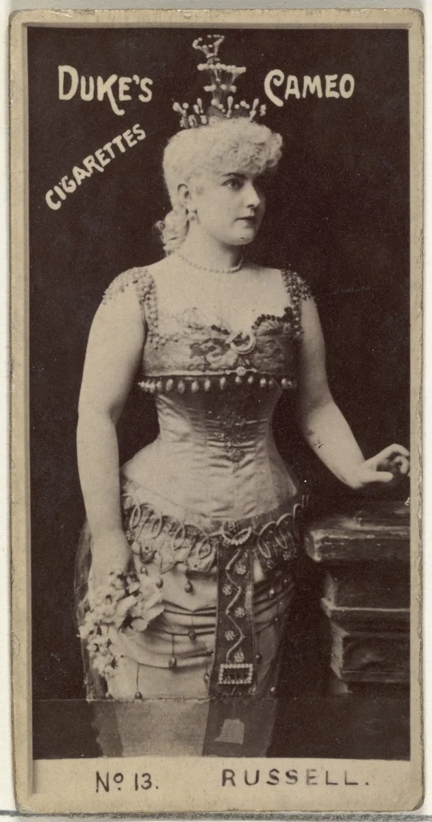 Card Number 13, Lillian Russell, from the Actors and Actresses series (N145-4) issued by Duke Sons & Co. to promote Cameo Cigarettes by W. Duke, Sons & Co., photograph, 1880-1889