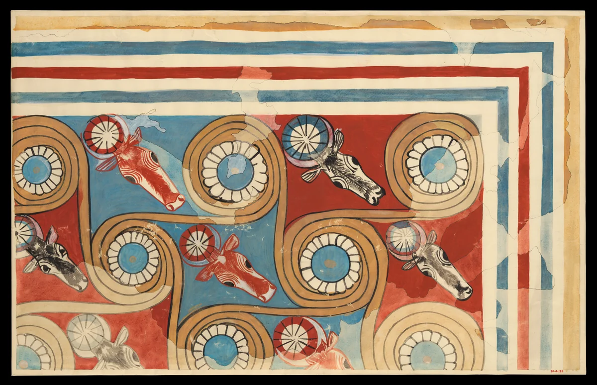 Ceiling Decoration, Palace of Amenhotep III by William J Palmer-Jones, artwork, -1390--1352