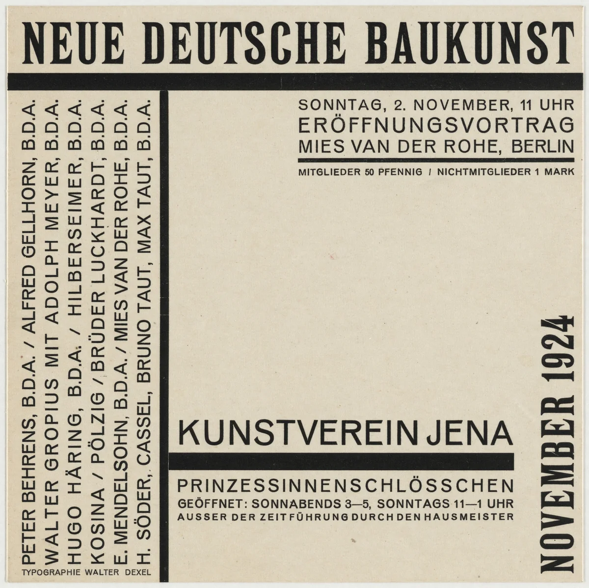 Neue deutsche Baukunst, Kunstverein Jena by Walter Dexel, design, 1924
