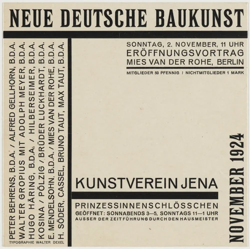 Neue deutsche Baukunst, Kunstverein Jena by Walter Dexel, design, 1924