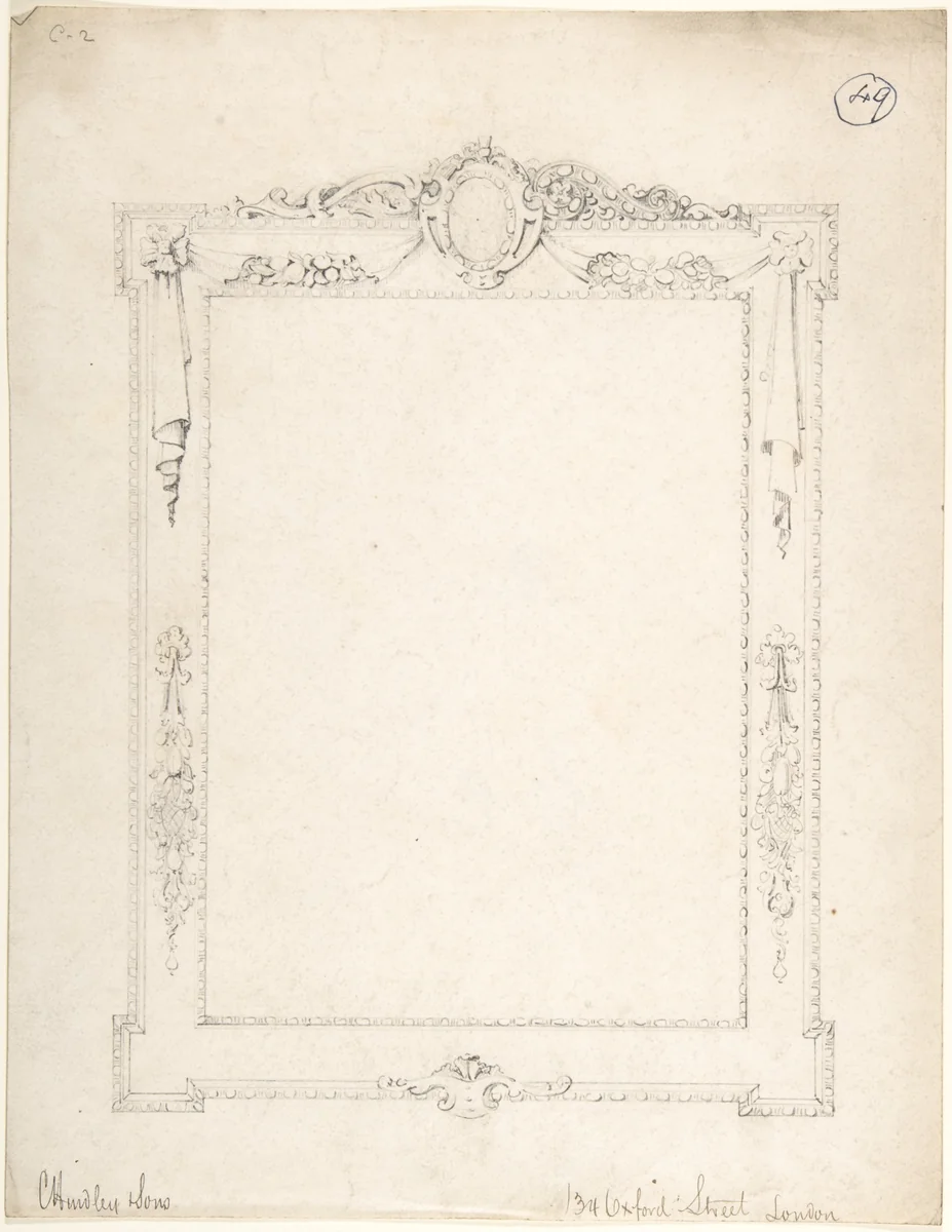 Design for a Frame by Charles Hindley and Sons, drawing, 1841-1884