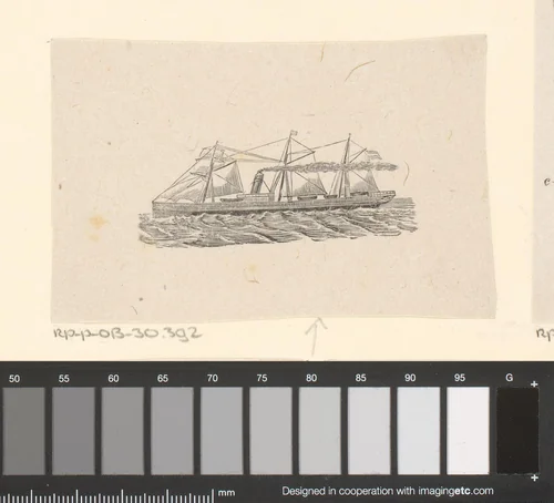 Stoomschip met zeilen by Isaac Weissenbruch, print, 1836-1912