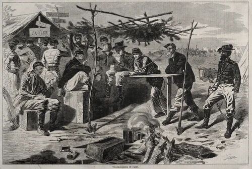 Thanksgiving in Camp by Winslow Homer, print, 1862