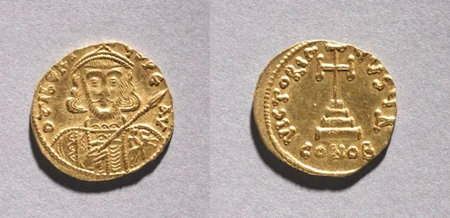 Solidus with Tiberius III Apsimarus by Unknown, metalwork, 698-705