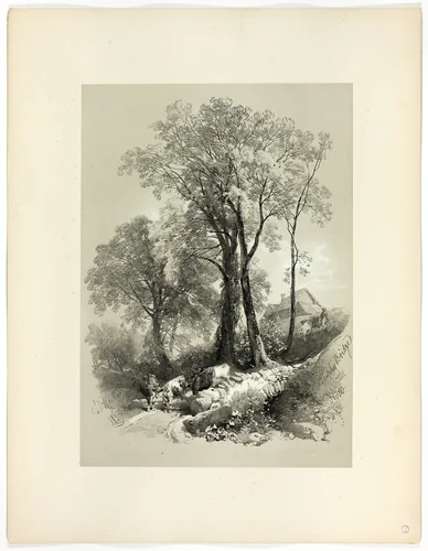 Shipley Bridge, Devon, from Picturesque Selections by James Duffield Harding, print, 1859