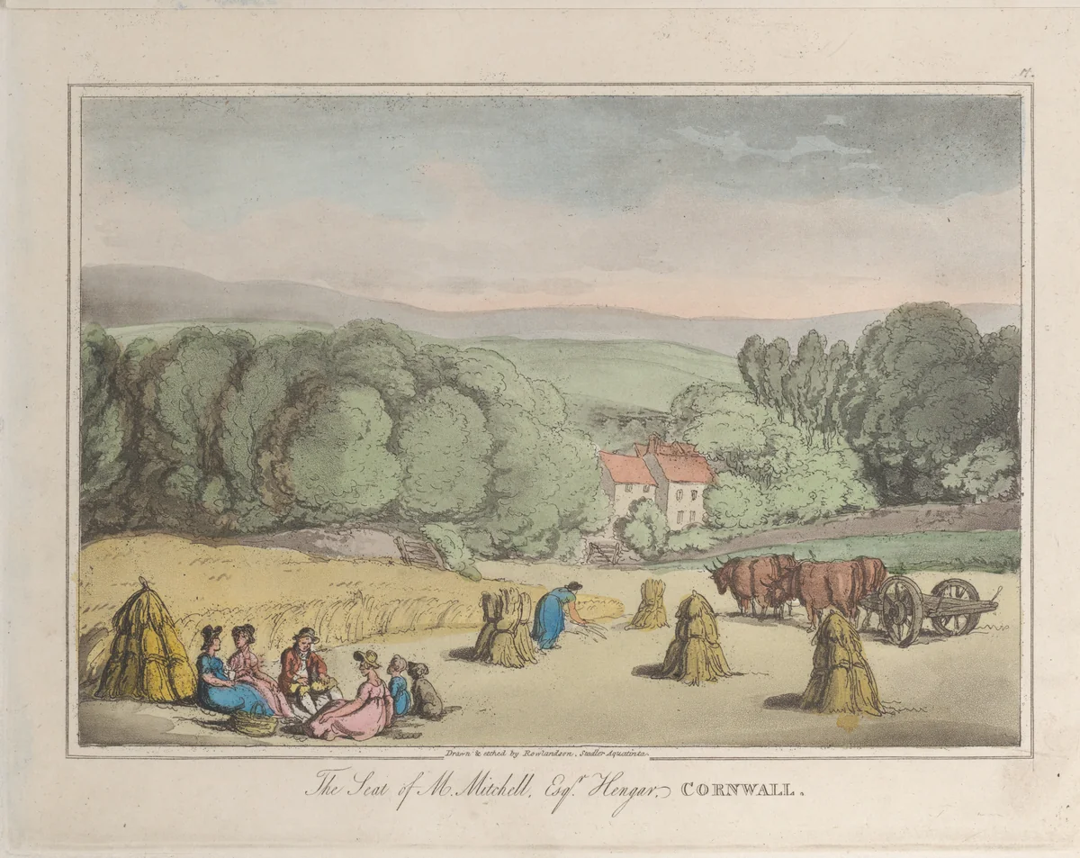 The Seat of M. Mitchell Esq. Henger, Cornwall by Thomas Rowlandson, print, 1822