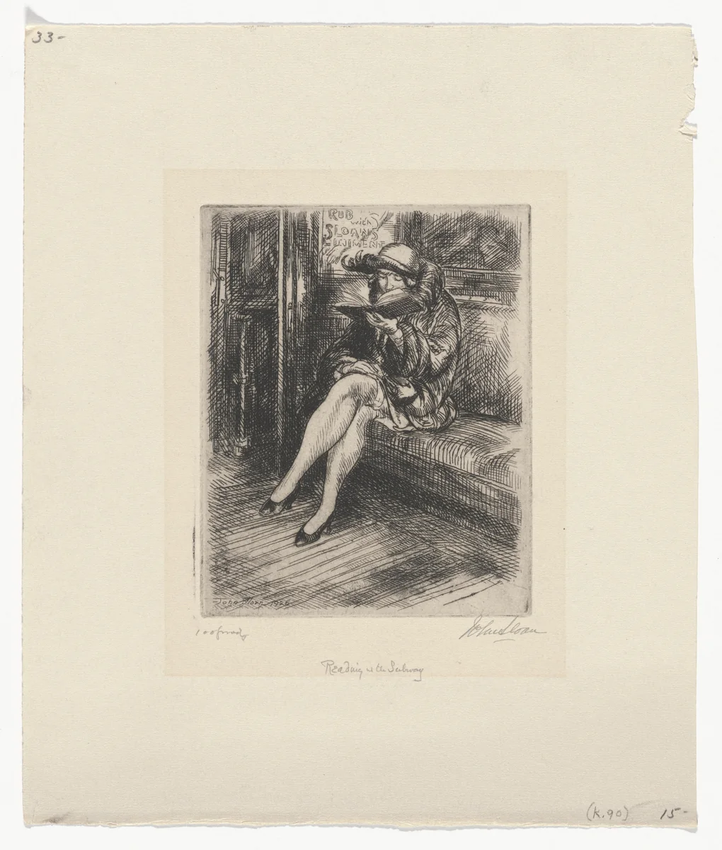 Reading in the Subway by John Sloan, print, 1926