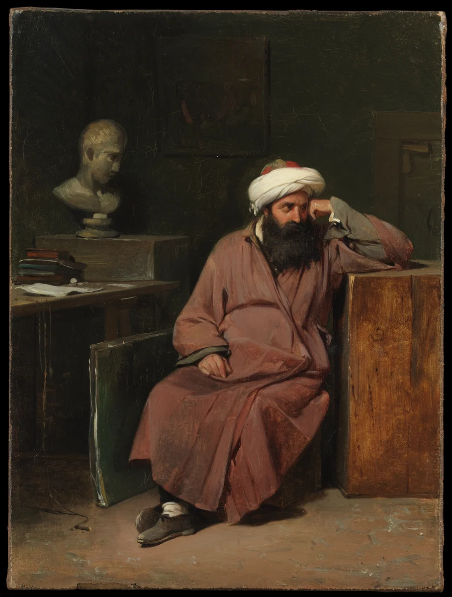 A Man from the Middle East in the Artist's Studio by Auguste-Xavier Leprince, painting, 1823-1826