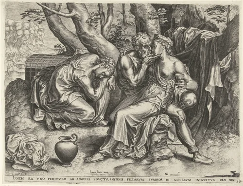 Lot en zijn dochters by Unknown, print, 1590-1650