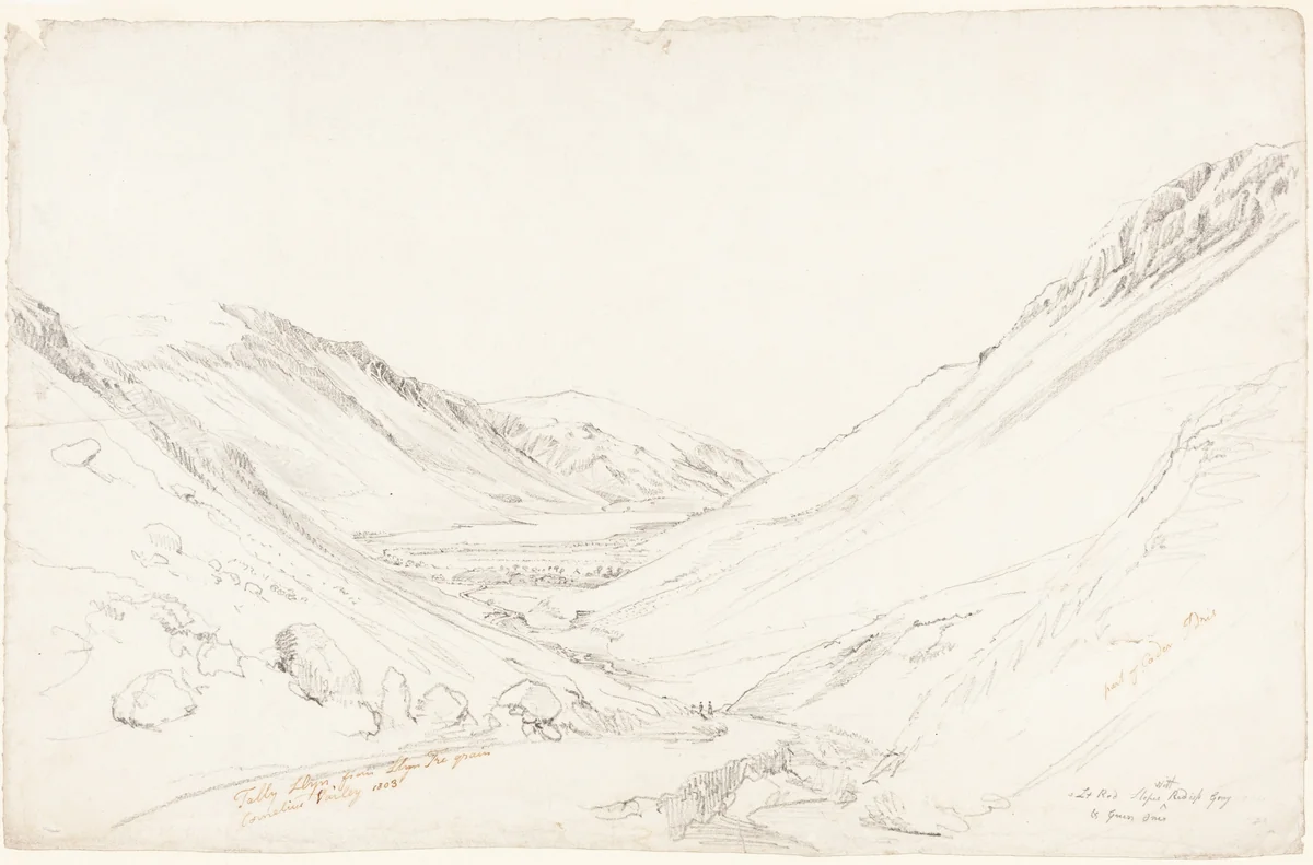 Tally Llyn from Llyn Trigrain by Cornelius Varley, drawing, 1803