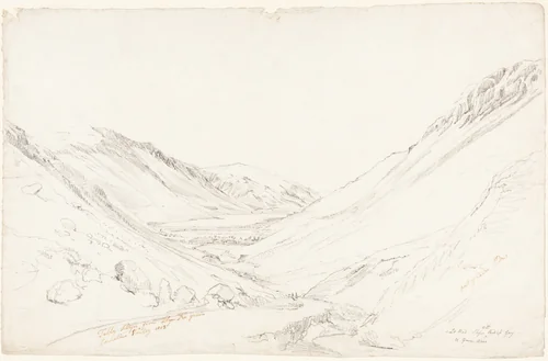 Tally Llyn from Llyn Trigrain by Cornelius Varley, drawing, 1803