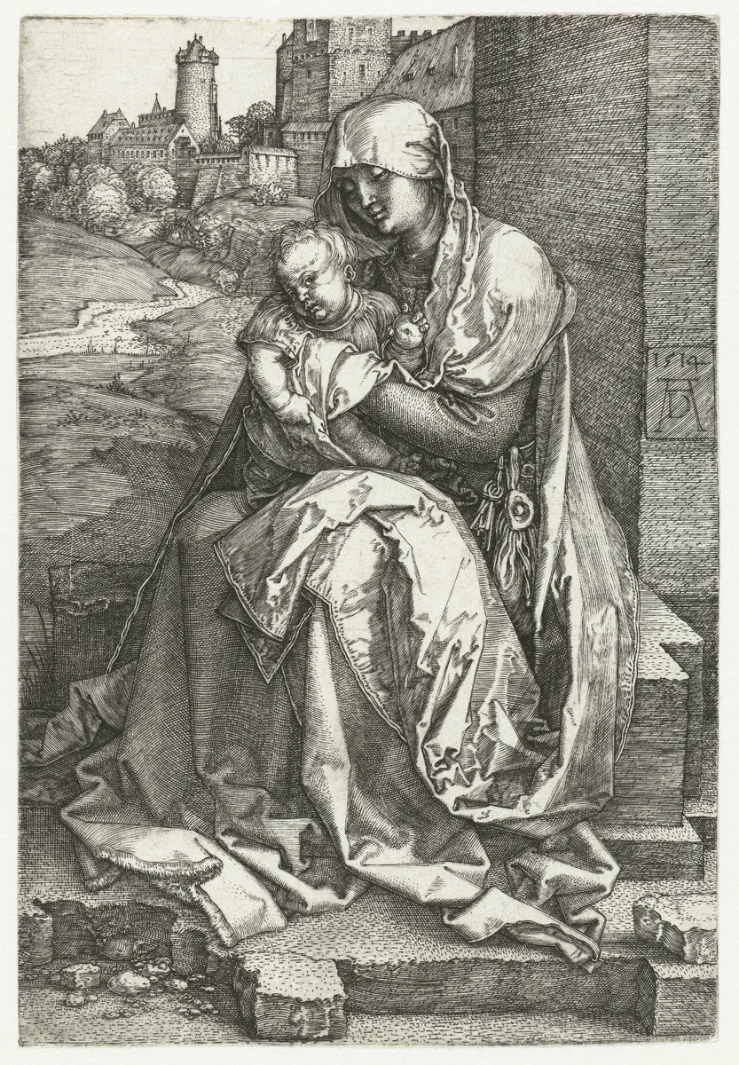 Maria met kind bij een muur by Unknown, print, 1514