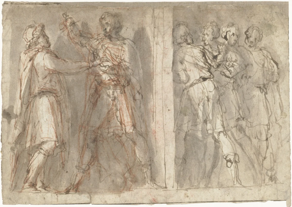 Aanslag op Caius Marius by Francesco Ruviale, drawing, 1517-1555
