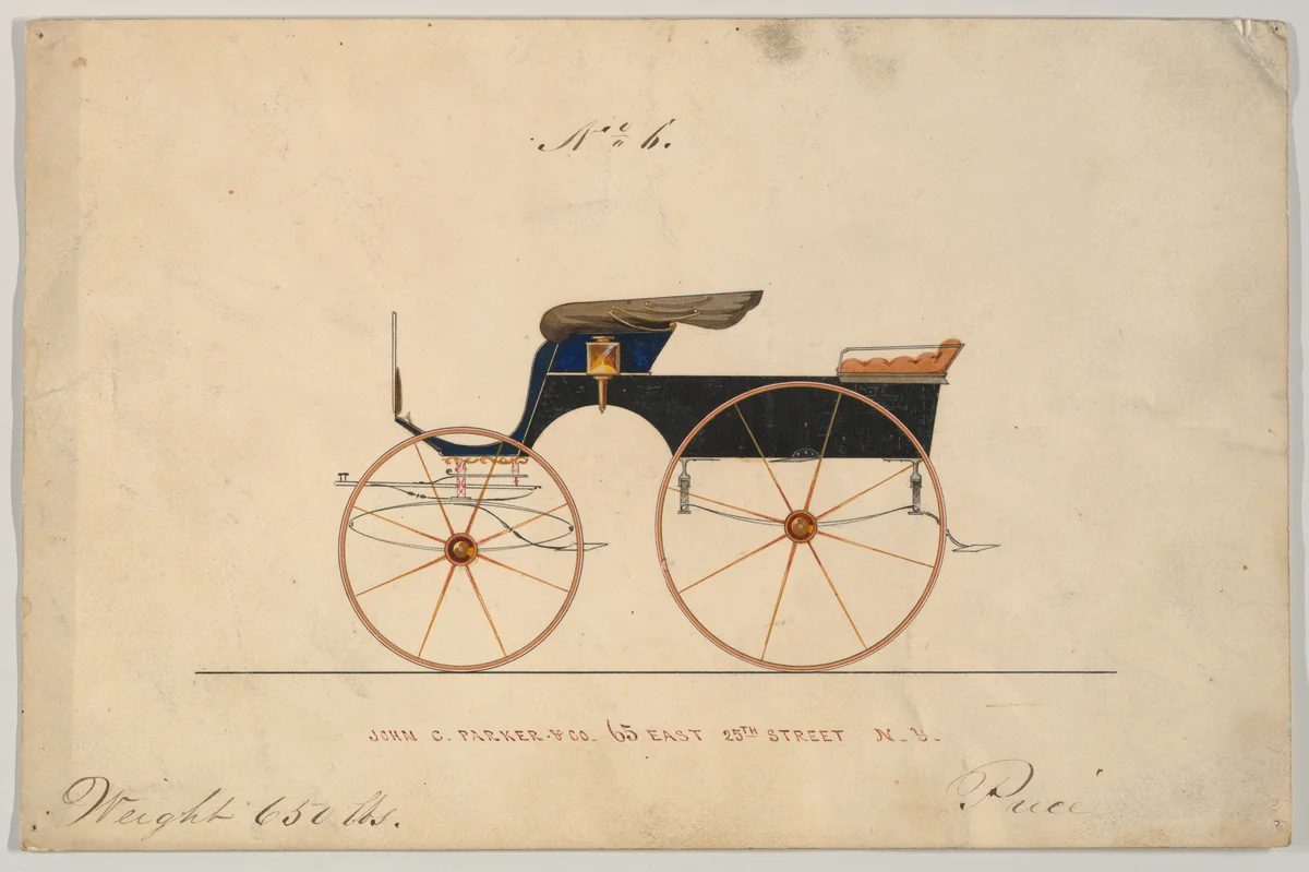 Design for Phaeton, no. 6 by John C. Parker, drawing, 1870-1880