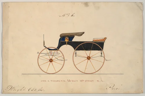 Design for Phaeton, no. 6 by John C. Parker, drawing, 1870-1880