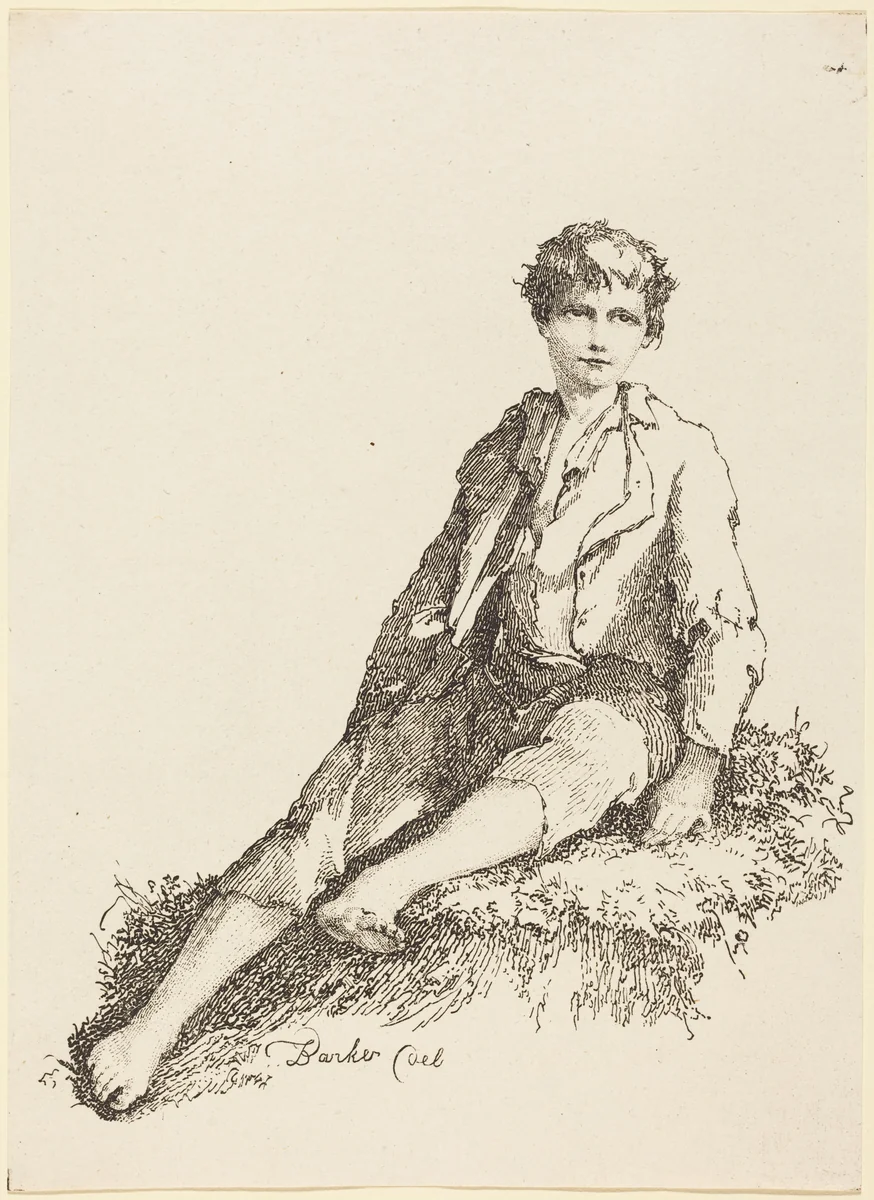 Young Boy Seated by Thomas Barker, print, 1803