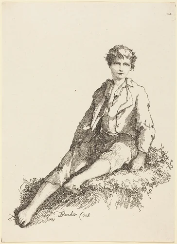 Young Boy Seated by Thomas Barker, print, 1803