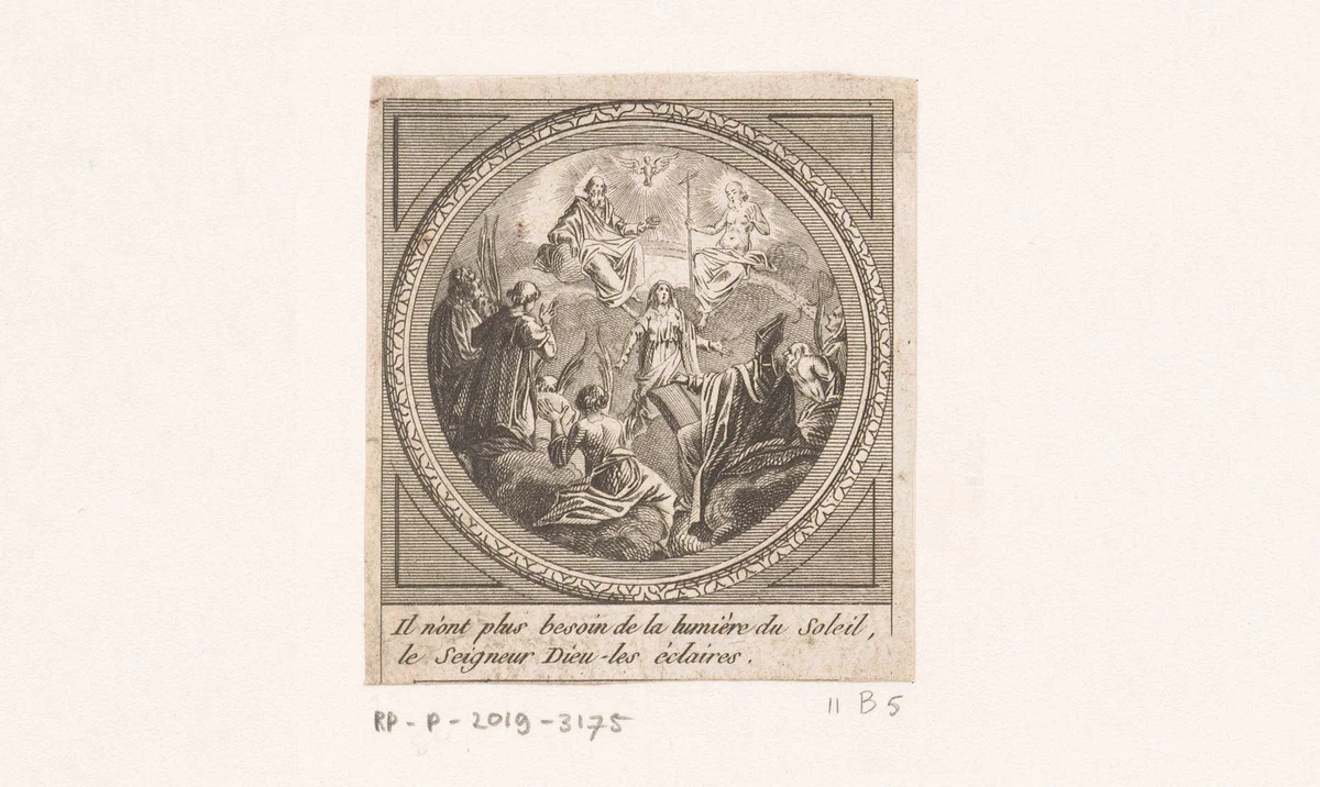 Heilige drie-eenheid met Maria by anonymous, print, 1700-1799