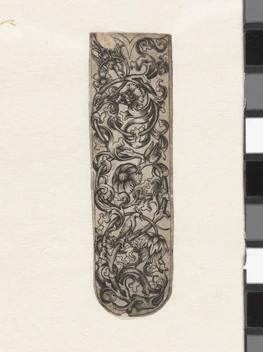 Rankornament met drie vogels by anonymous, print, 1400-1500