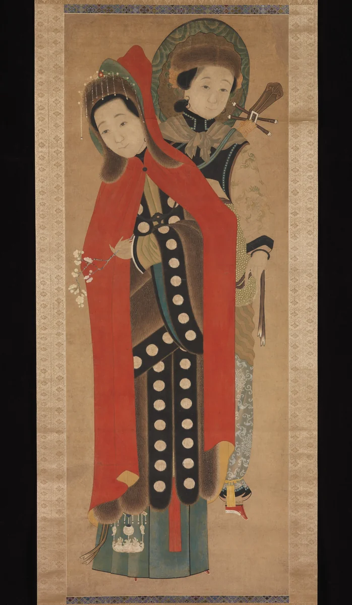 Lady and Attendant by Unidentified Artist, painting, 1800-1899
