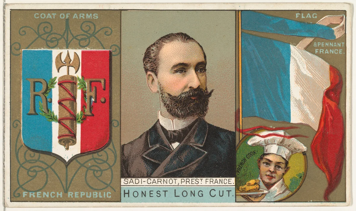 Sadi-Carnot, President of France, from the Rulers, Flags, and Coats of Arms series (N126-1) issued by W. Duke, Sons & Co. by W. Duke, Sons & Co., print, 1888