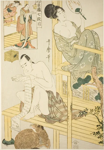 Act Seven, from the series "Treasury of the Loyal Retainers (Chushingura) (Shichi-damme)" by Kitagawa Utamaro (喜多川歌麿), print, 1796-1807