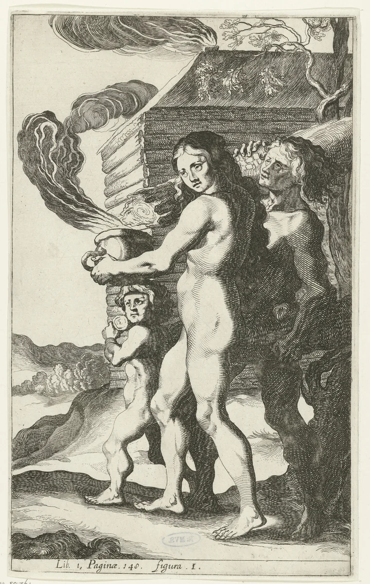 Germaans gezin by Simon Frisius, print, 1616