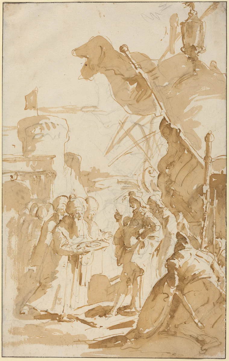 Capitulation of a Town by Giovanni Battista Tiepolo, drawing, 1696-1770
